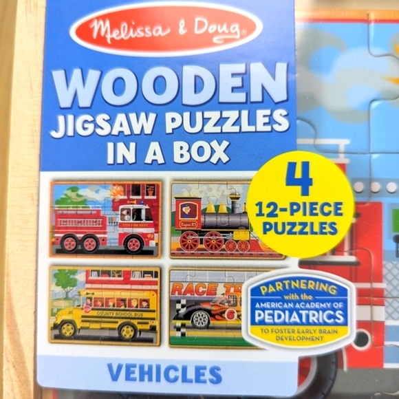 NWT Melissa & Doug (Ages 3+) Vehicles Wooden Jigsaw Puzzles in a Box - Picture 2 of 12